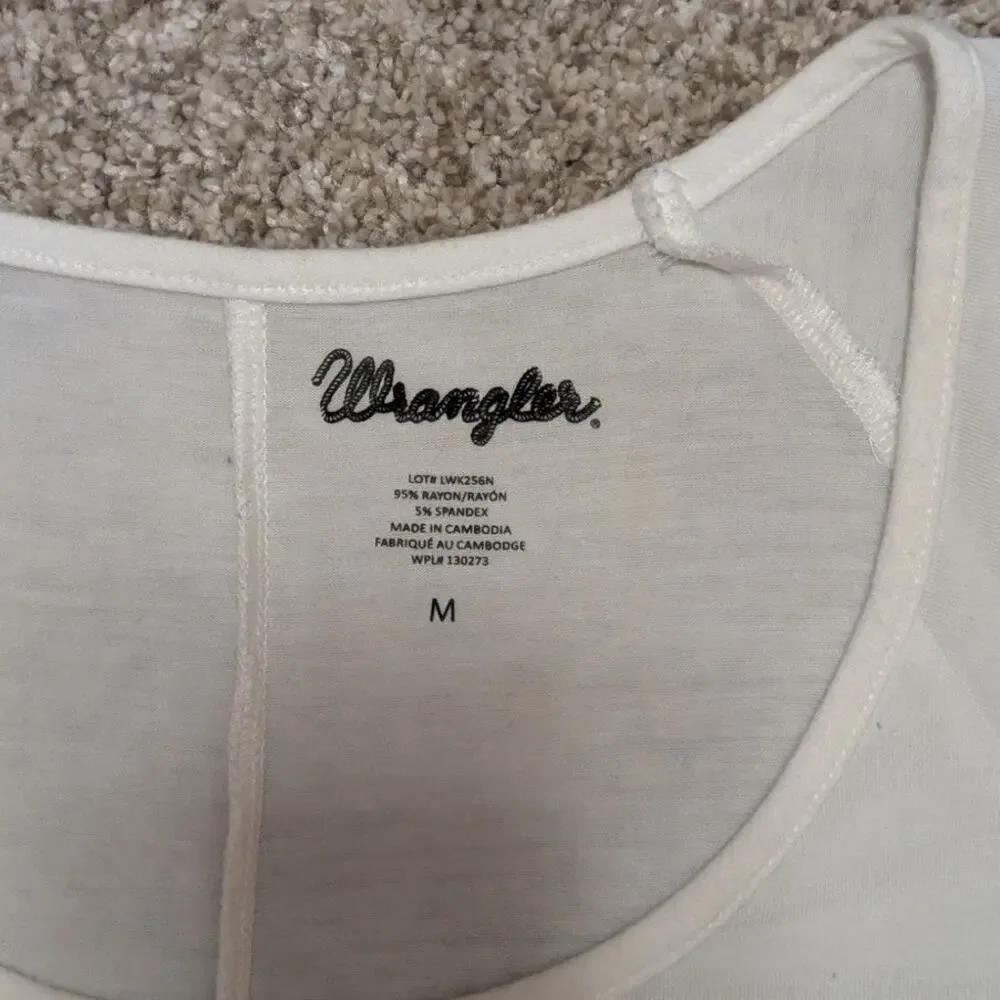 Wrangler "Take Me To The Rodeo" White Rhinestone Tank Top M - Picture 5 of 5